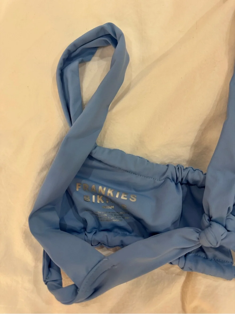 Frankies Bikinis Willow Ruched Bikini Top - Chambray Blue - SIZE M